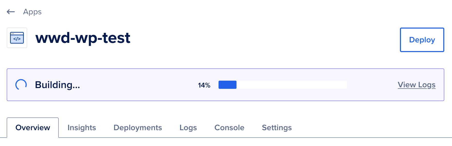 Stand des Deployments Live Anzeige